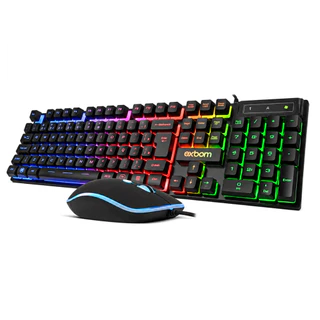 Kit Teclado Gamer Com Led Rgb ABNT E Mouse 2400 DPI Ajustavel Para Pc Computador Notebook