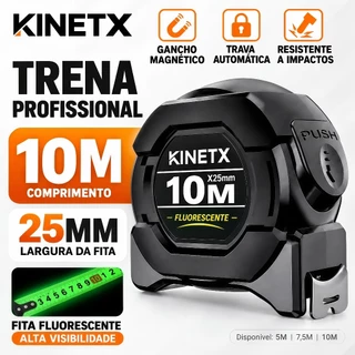 Trena Profissional Fluorescente Auto Trava Aço Carbono Alta Precisão 5m/7.5m/10m Resistente