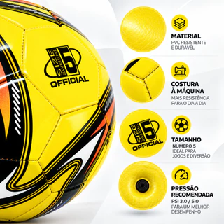 Kit Bola de Futebol Salão Campo + Bomba de Ar Bola Grande n° 5