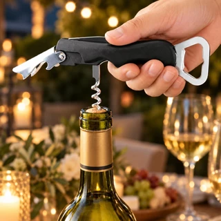 Saca Rolhas Manual 3 Em 1 Com Abridor De Garrafas Faca Para Lacre Cerveja Vinho Bebidas