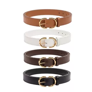 Kit 2, 3 e 4 Cinto Feminino Largura 3cm Fivela Dourada da Moda Blogueira Fivela Invertida - Drica
