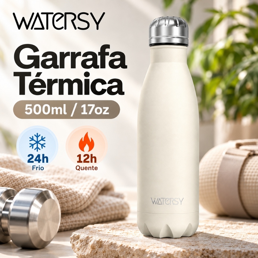 Watersy Garrafa térmica 304 Aço Inox Portátil garrafa de água 500ml Inox Colorida Academia Escola Trabalho Escritório
