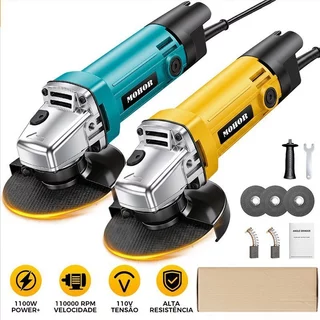 Esmerilhadeira Angular 1100W Bivolt Lixamento 110V/220V Alta Potência Para Corte e Desbaste Metal Ferro