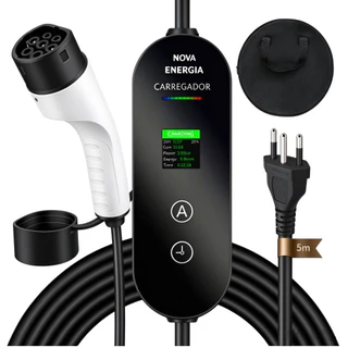 Carregador 16A Cabo 5 Metros Plug Brasil, Carregador veicular inteligente portátil