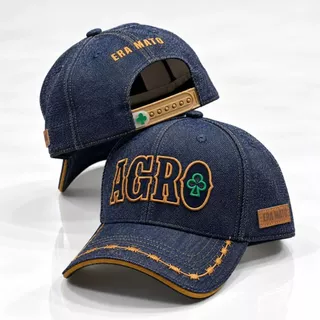 Boné Country Vaquejada Agro Bordado Jeans Denim Aba Curva Snapback