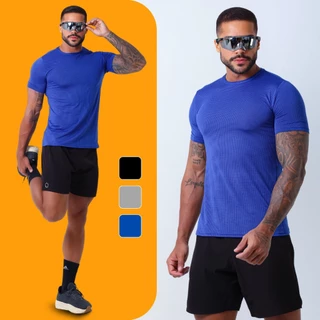 Camiseta Masculina Academia Treino Dry Fit "Furadinho" Anti-Odor e Anti-Suor Leve Slim Fit Esporte