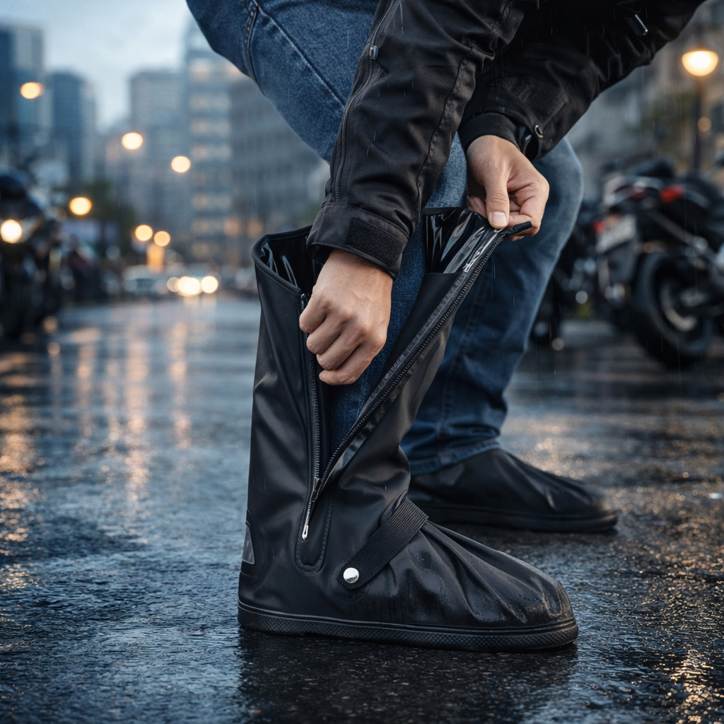 Bota Galocha Impermeável Polaina Unissex para Chuva Motoqueiro Cobre Sapato Borracha Antiderrapante