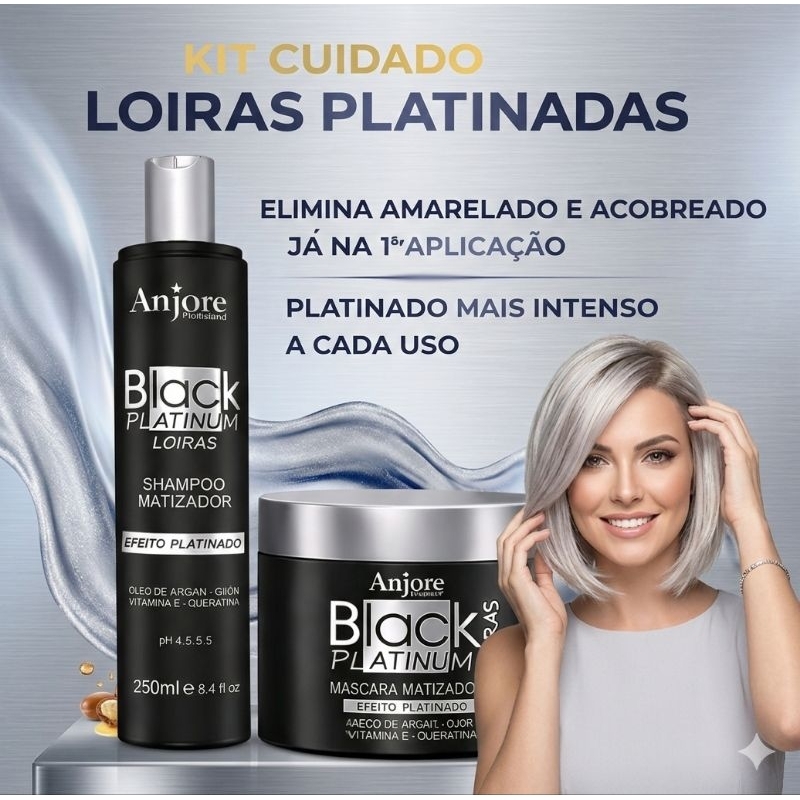 Kit Shampoo Máscara Black Platinum Matizador Platinador Loiros