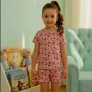Pijama Infantil 100% algodão verão curto menino menina conjunto fresquinho estampas	 variadas em Oferta na Shopee