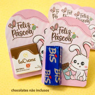 Lembrancinha de Páscoa Card para Chocolate,Bis,Baton ou barrinha de chocolate da Cacau Show em Oferta na Shopee