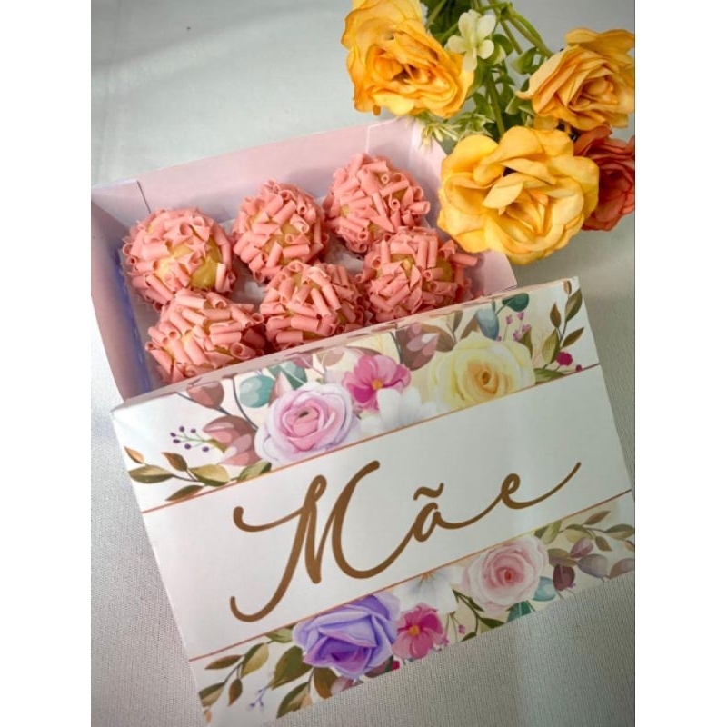 30un Caixa para 6 doces estampa floral Dia das Mães em Oferta na Shopee