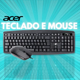 Kit Mouse e Teclado Com fio Escritório Notebook Office Trabalho Português Brasil Abnt2 Acer EAK030