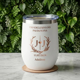 Copo Térmico Cuia 350ML Inox Com Tampa Ovo Personalizado Time Nome Tampa De Vedação