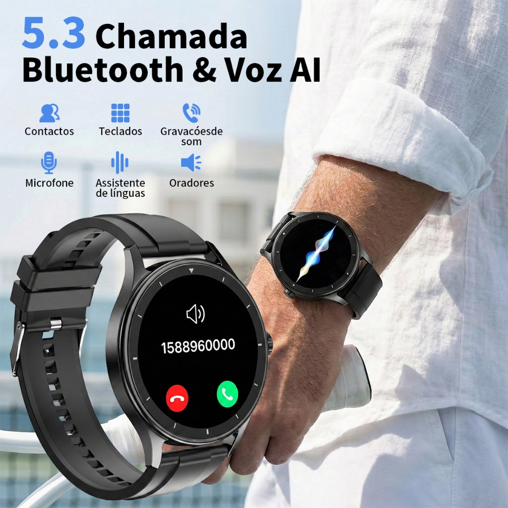 2026 Smartwatch S30 Relógio Inteligente Chamada NFC e monitor de frequência cardíaca. Tela AMOLED 1.41″Android/iOS