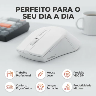 Mouse Sem Fio 2.4G 1600 DPI Para Notebook PC Mac Windows Ergonômico KAPBOM KA612