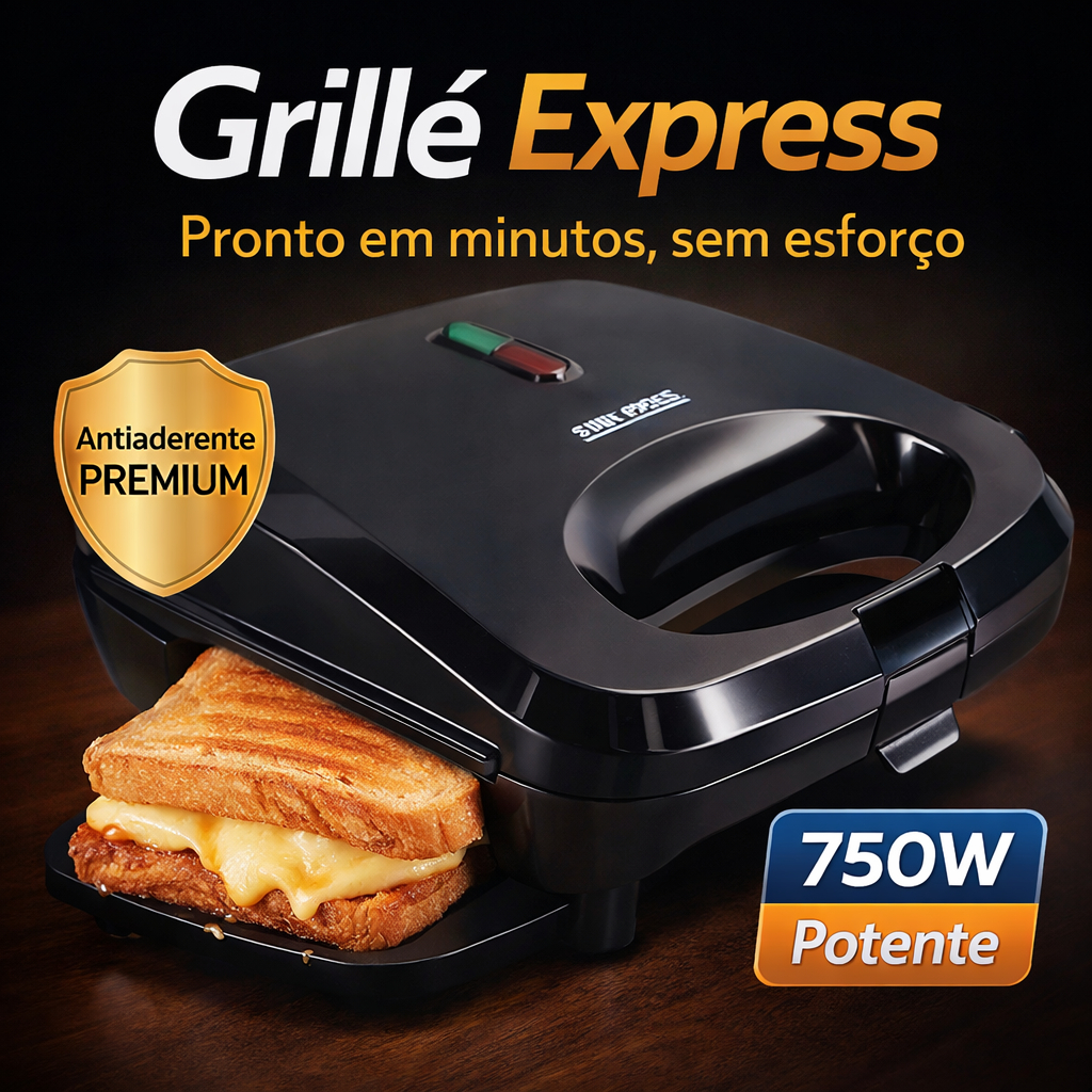 Sanduicheira Grill Elétrica ~ 2 em 1 ~ 750W ~ Antiaderente, 