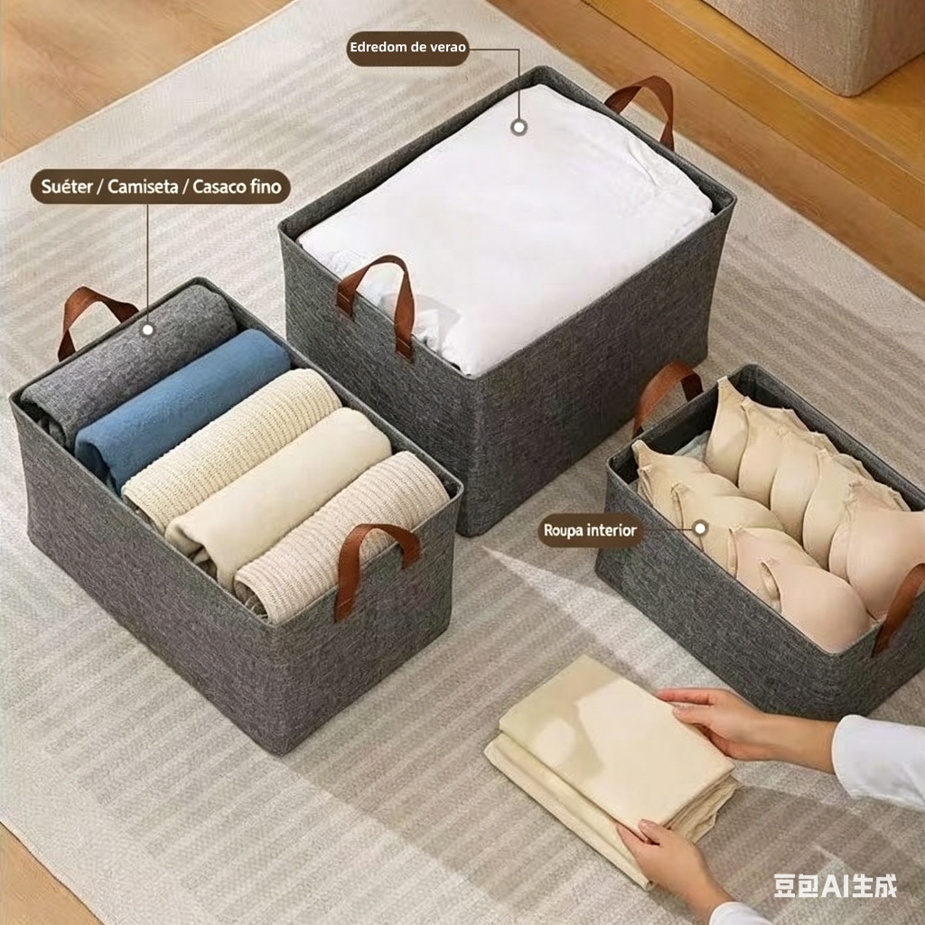 Imagem do produto Cestos Rígidos Reforgados | Caixa Multiuso para Armazenamento de Roupas, Organizador Resistente para Guarda-Roupas 6