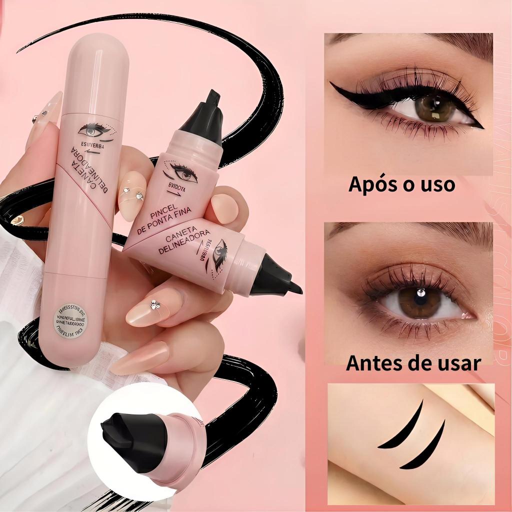 Toque Special Caneta Delineadora Carimbo Ponta Dupla | Delineado Gatinho Perfeito em Segundos | À Prova D’Água e Longa D