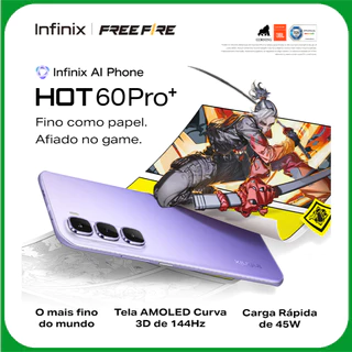 Smartphone Infinix Hot 60 Pro+ 4G 256GB Até 16GB RAM MediaTek Helio G200 Tela Curva 3D de 144 Hz Bateria 5160mAh NFC