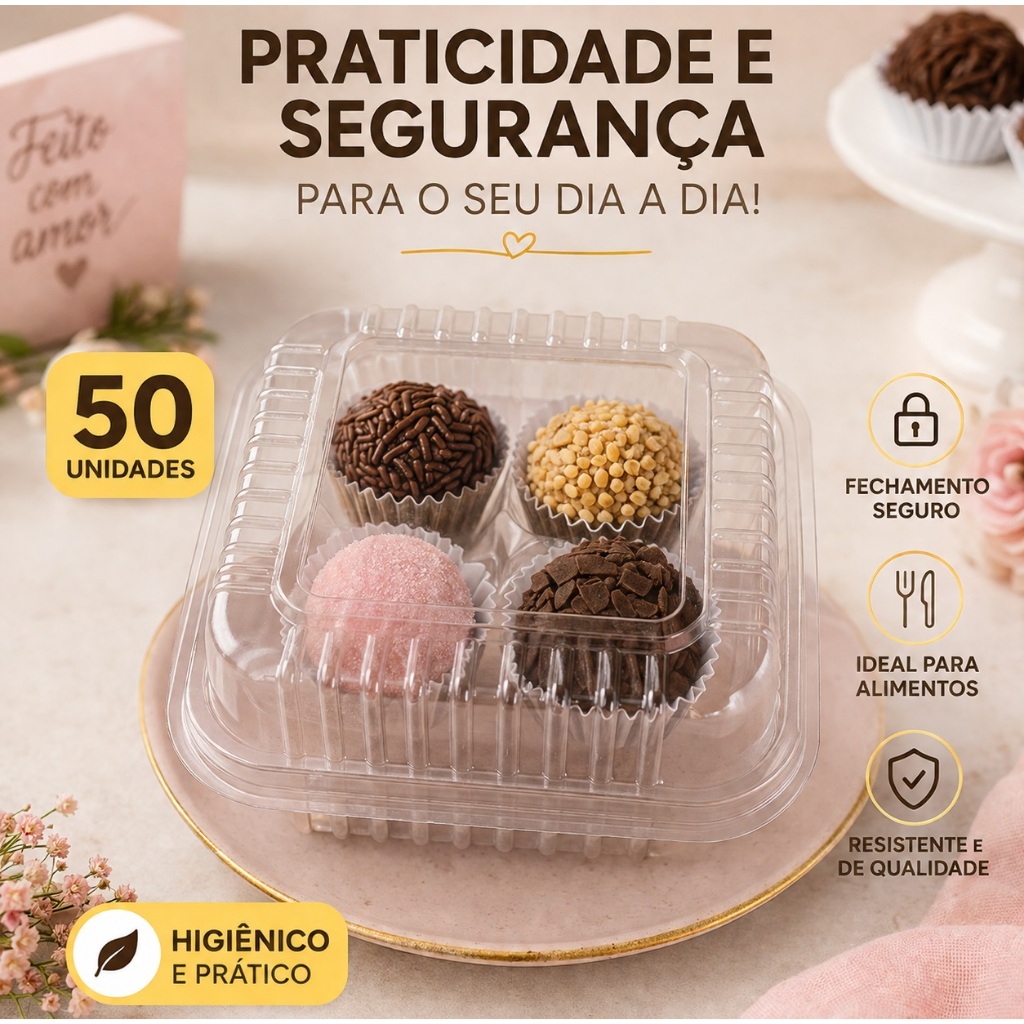 25~50 Unidades Embalagem Para bolo Doce Brigadeiro Quadrada