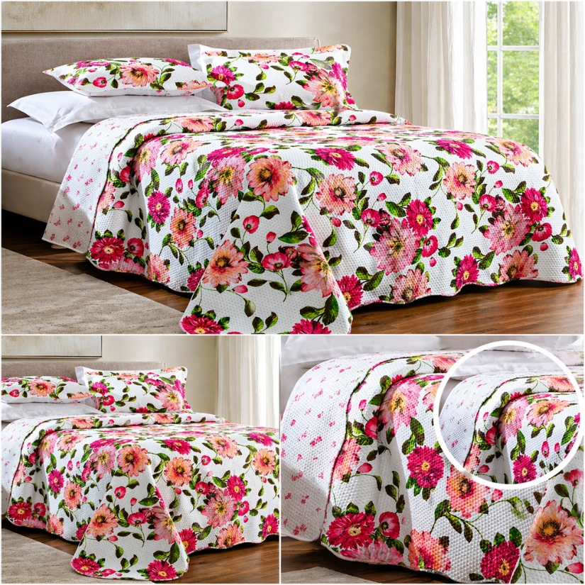 Cobre Leito Casal Kit Colcha Queen Super Luxo Com Porta