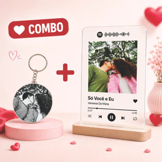 Placa Spotify Interativa e Chaveiro Personalizados Com Foto e Frase | Presente e Lembrancinha