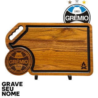 Tábua de Carne Grêmio Futebol Para Churrasco Time Futebol Personalizada com Nome Para Presente
