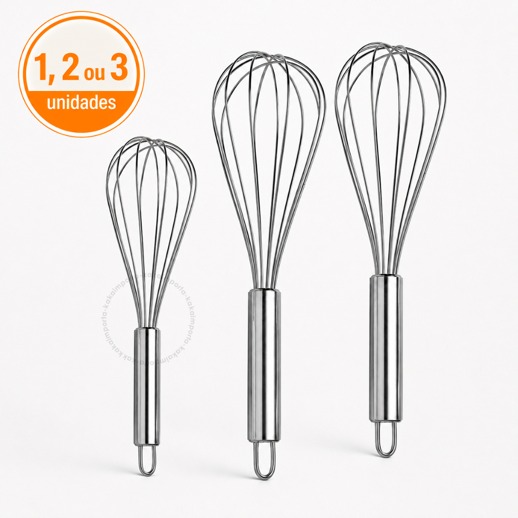 Kit Batedor Fouet Profissional De Ovos e Massas Inox Utensíl