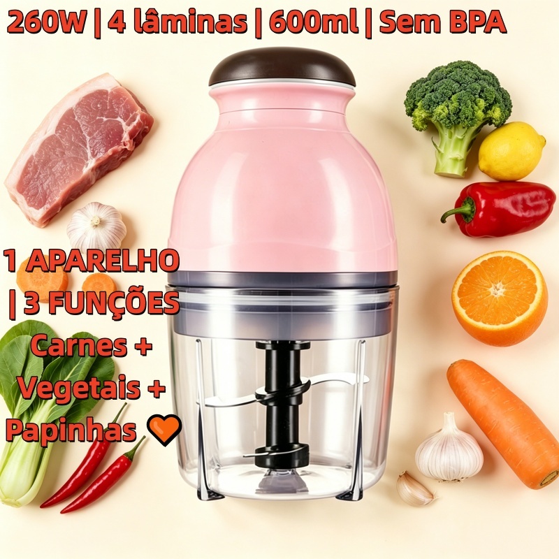 Mini Moedor Elétrico de Carne e Alimentos 600ML, 110V ， Proc