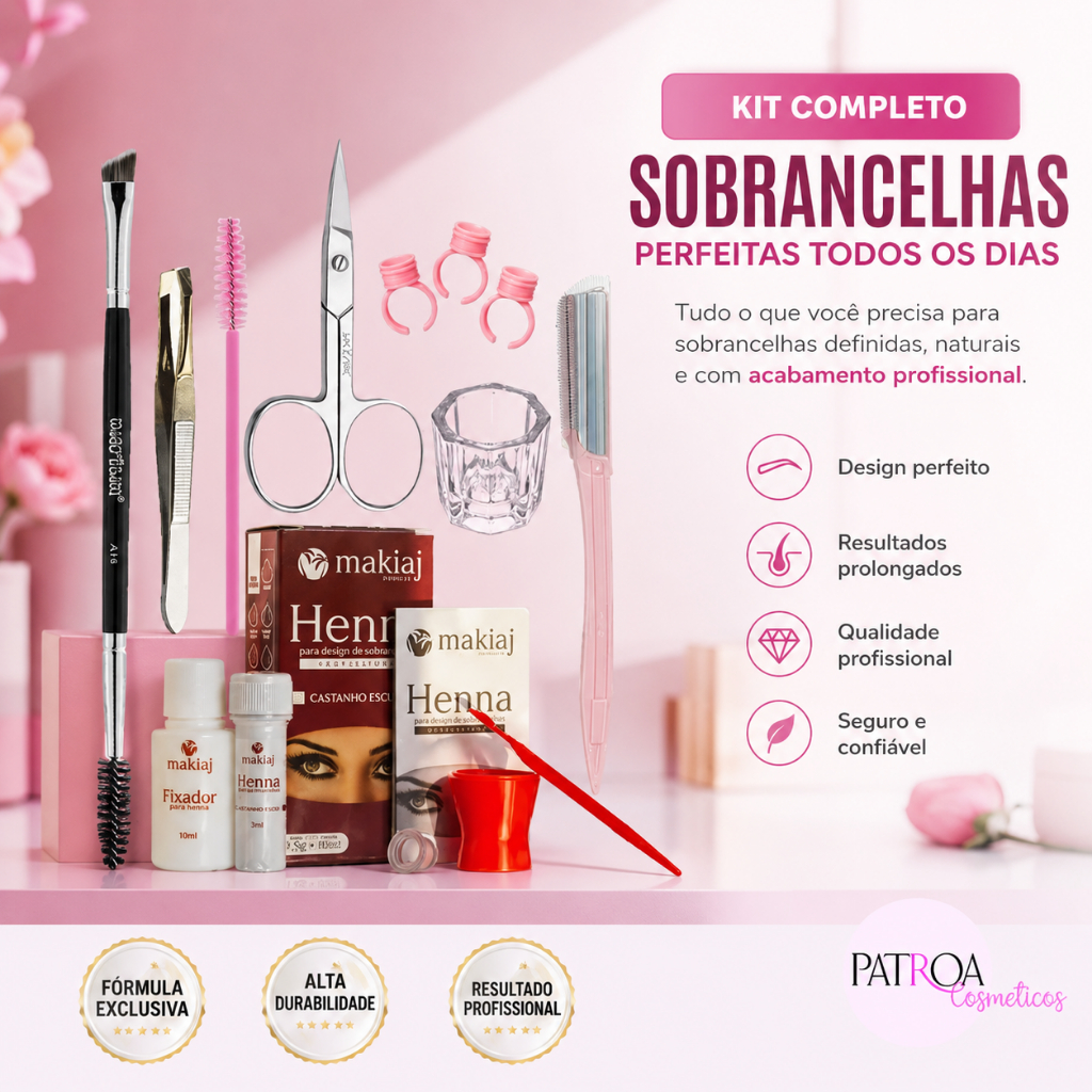 Kit Designer de Sobrancelhas Profissional Completo Henna Makiaj