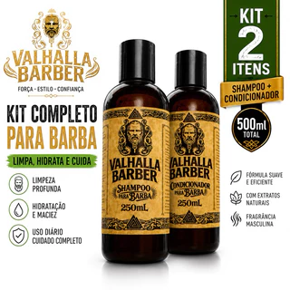 Kit Shampoo + Condicionador Para Barba Valhalla 250ml 1un cada