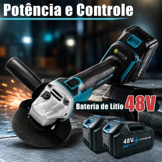 Esmerilhadeira Angular Azul 48V Sem Fio, 100mm 3 Velocidades /125mm 4 Velocidades, Desbaste e Polimento de Metal
