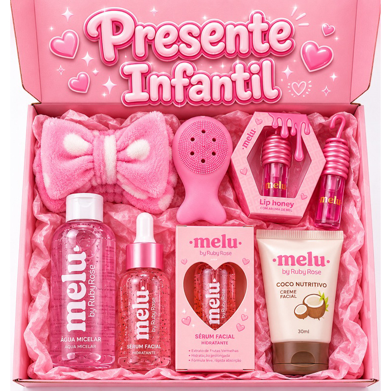Kit Presente Feminino Skincare Completo Ruby Rose Melu Detox +