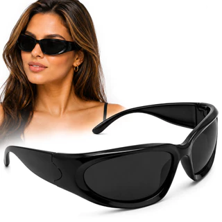 Óculos de Sol Feminino Y2K Oval Preto Fashion Moderno UV400 Casual Tendência Blogueira MD-63