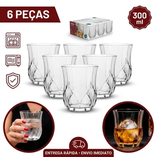 Kit Jogo de 6 Copos P/ Whisky Opera Rocks 300ml Nadir Fig