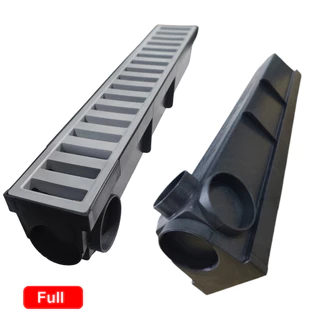 ralo linear 8x50cm grelha + coletor garagem, área externa ( 1 peça de 50cm ) RR GRELHAS