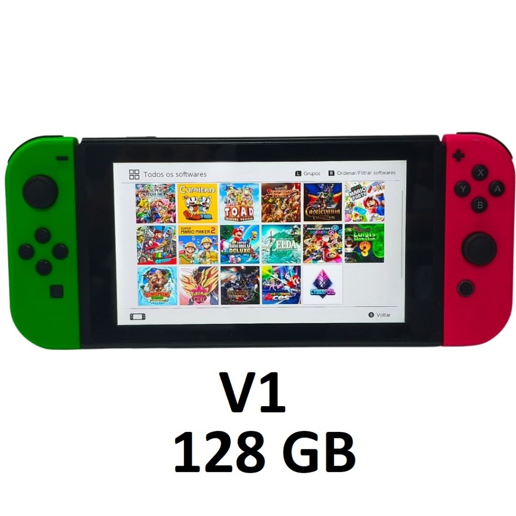 USADO: Nintendo Switch V1 ou V2 32GB Desbloqueado mais Cartão De