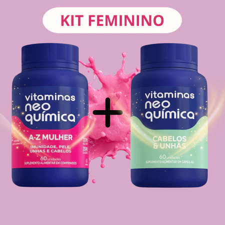 Kit Neo Química Mulher Cabelos e Unhas 60 Comprimidos cada Multivitamínico Feminino Completo