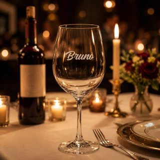 Taça de Vidro 490ml Personalizada Com Nome Gravação a Laser