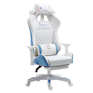 Cadeira Gamer Ergonômica Branco e Azul com Almofadas