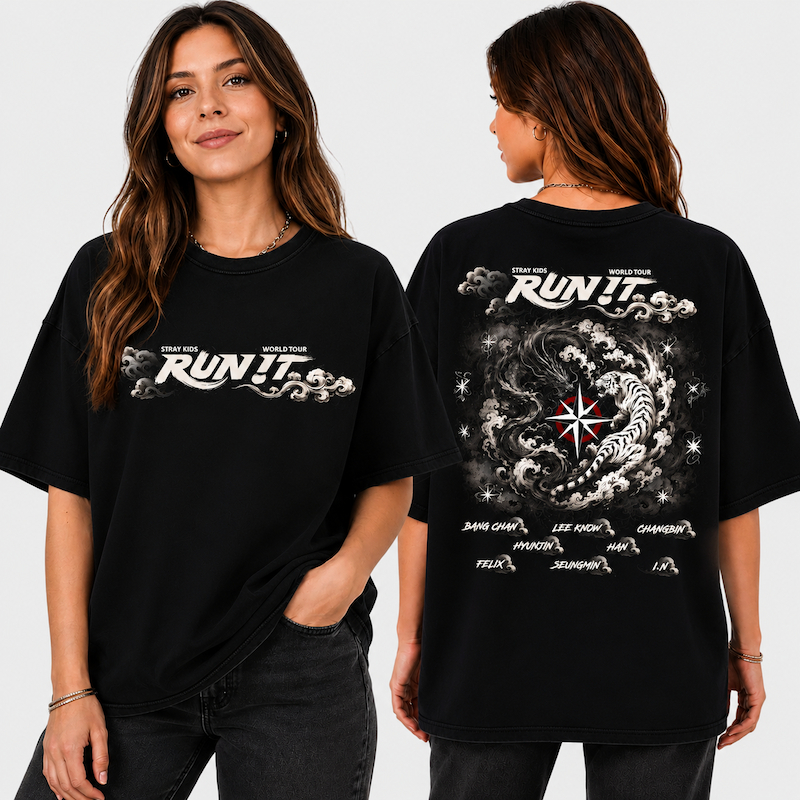 Straykids Stray Kids スキズ　RUN IT Tシャツ　XL Camiseta T-shirt Unissex Stray Kids World Tour Run It Graphic Kpop