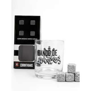 Presente Dia Dos Pais Copo Whisky e 4 Cubos de Pedra 400 ML Corinthians Oficial