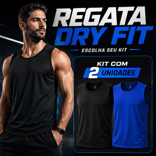 Kit 2 Regata Dry Fit Masculino Academia Corrida Praia Piscina Casual Treino