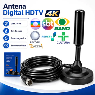 Antena Digital 5 metros interna Sinal TV HDTV Base Imã Externo a prova d'agua antena digital externa antena de tv