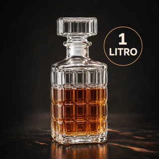 Garrafa de Vidro Cristal 1L para Whisky Licor Decanter Elegante Premium Tampa Vedante Porta Bebidas Luxo