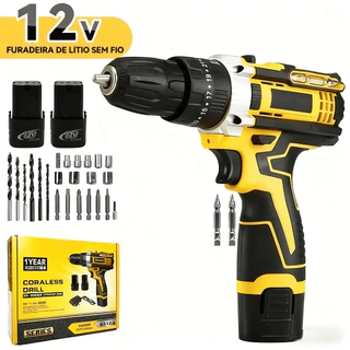 Furadeira Parafusadeira 12V com Design Ergonômico e Compacto