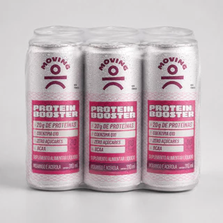 Kit 6 Moving Protein Booster Morango e Acerola 310ml 20g Proteína Zero Açúcar BCAA