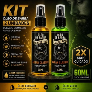 KIT 2 UNIDADES ÓLEO DE BARBA 60ML