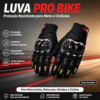 Luva Pro Bike Motociclista Esportiva Proteção Para Motocross Motoboy Motoqueiro Ciclismo