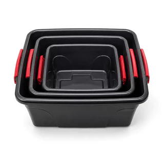 Kit 3 Caixas Organizadoras Com Tampa Preto Plástico Multiuso Cozinha Banheiro Quarto 6L 10,5L 17L ULTRA